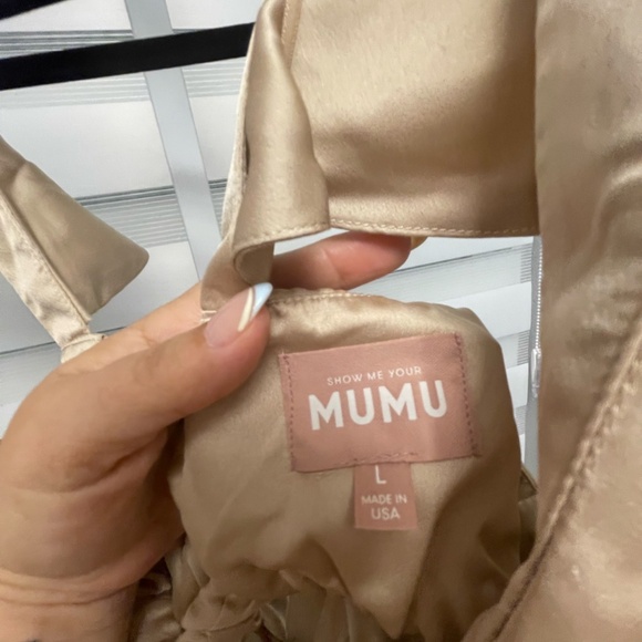 NWT Show me your Mumu Zoey Midi Dress in Champagne Luxe Satin Size L - Picture 6 of 7